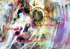 Mappa Jebel Arkenu e Uweinat